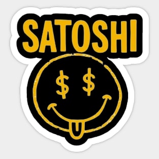 Yellow Satoshi Smile Face Sticker